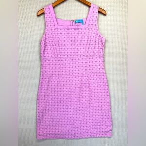 Fresh Produce Lilac Beach Coverup Eyelet Sleeveless Mini Dress Women L Preppy